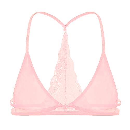 iiniim Herren BH Tops Sissy Bralette Unterhemd Spitze Männer Bikini Tops Weste Dessous Unterwäsche M-XL Rosa XL von iiniim