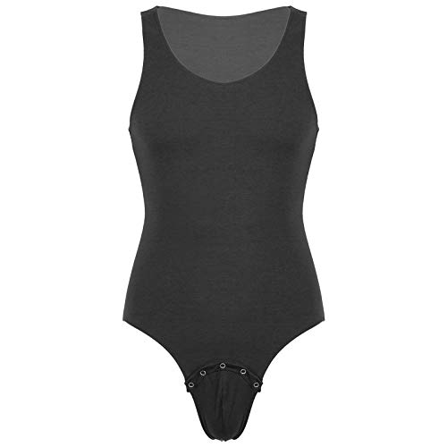 iiniim Herren Body Overall Ärmellos Shirt Unterhemd Stringbody Einteiler Bodysuit Männer Tank Top Dessous Unterwäsche Schwarz XL von iiniim