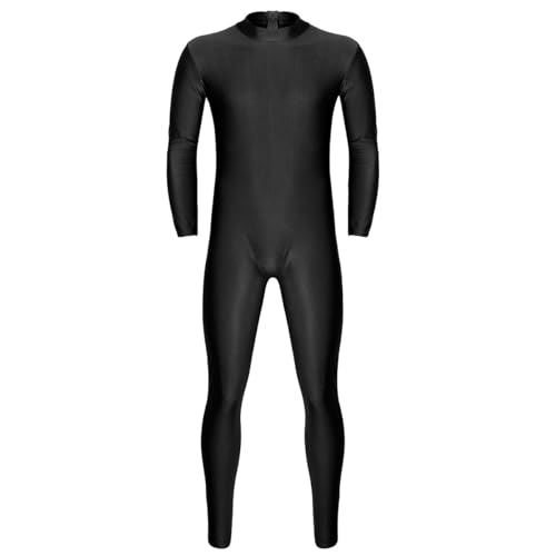 iiniim Herren Body Overall Catsuit Langarm Einteiler Ganzkörperanzug Jumpsuit Männer Unterhemd Unterwäsche M-XXL Schwarz XXL von iiniim
