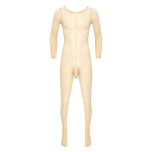 iiniim Herren Body Overall Transparent Einteiler Ganzkörperanzug Strumpfhosen mit Penishülle Männer Unterhemd Unterwäsche Aa Nackt Einheitsgröße von iiniim