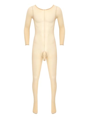 iiniim Herren Body Overall Transparent Einteiler Ganzkörperanzug Strumpfhosen mit Penishülle Männer Unterhemd Unterwäsche A Nackt Einheitsgröße von iiniim