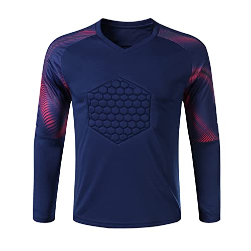iiniim Herren Fußball Trikot Torwarttrikot Gepolstert Torwart Shirt Langarm Funktionsshirt Basketball Fußball Training Sport Shirt Tops A Marine Blau 4XL von iiniim