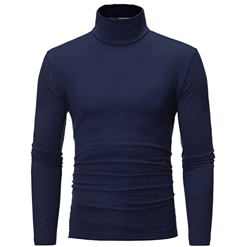 iiniim Herren Langarm Unterhemd Baumwolle Rollkragen Thermo T-Shirt Funktionsunterhemd Funktionsshirt Thermo Unterwäsche Winter M-5XL A Royal Blau 3XL von iiniim