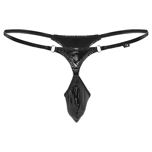 iiniim Herren Mini Micro Strings Tanga Wetlook G-String Thong Mini Slips Lack Bikini Briefs Lingerie Dessous Unterwäsche E Schwarz M von iiniim