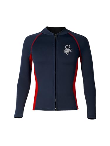 iiniim Herren Neoprenanzug Top 3mm Neoprenanzüge Jacke Thermal Langarm Tauchanzug Freiwasser Schwimmen Schnorcheln Tauchen Surfen A Dunkelblau XL von iiniim