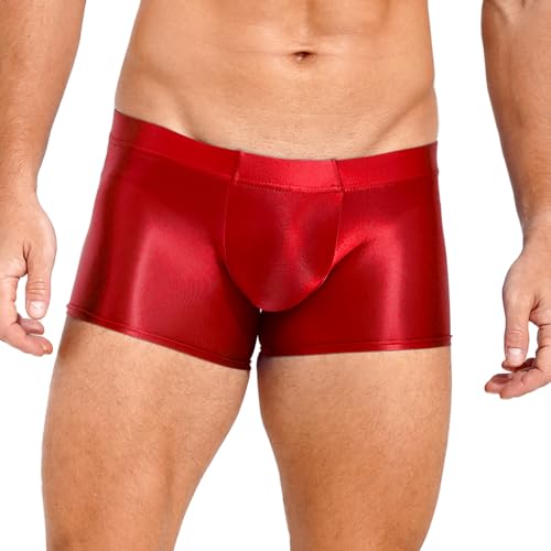 iiniim Herren Shorts Glossy Stretch Sport Shorts Sommer Kurze Hose Glanz Hotpants Nylon Panties Badeshorts Freizeitshorts Aa Weinrot L von iiniim