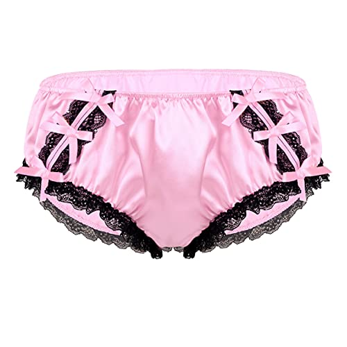 iiniim Herren Slips Satin Tanga Sissy Höschen Männer Bikini Briefs Dessous Erotik Unterwäsche Unterhose M-XL Rosa L von iiniim