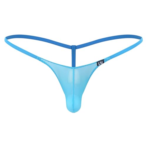 iiniim Herren String Männer Tanga Thong G-String Mini Sumo Wrestling Slip Dessous Bademode Unterwäsche M-XXL Blau XXL von iiniim