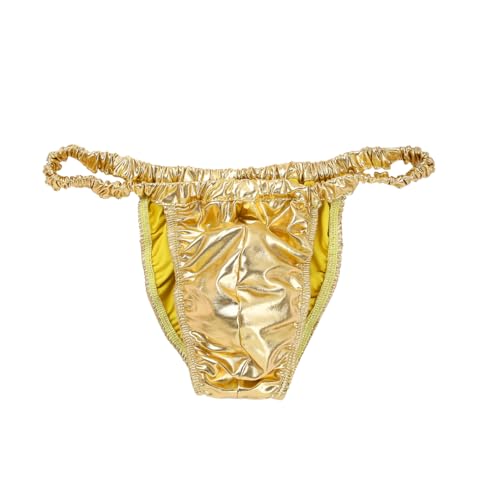 iiniim Herren Weihnachten Kostüm Weihnachten Rentier Strings Slips Weihnachtsmann Kostüm G-String Tanga Thong Unterwäsche Unterhose Gold Einheitsgröße von iiniim