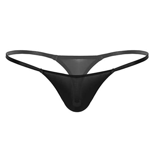 iiniim Herren Strings elastische G-String Männer Unterwäsche Bikini Briefs Jockstrap Thong M-XXL C Schwarz M von iiniim