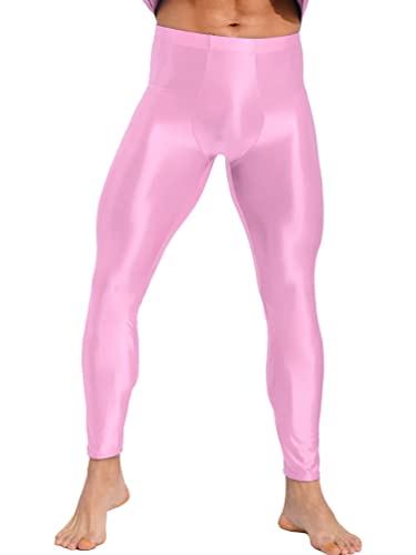 iiniim Herren Strumpfhosen Glossy Glänzende Nylon Hose Leggings Tight Pants Lange Unterhose Pantyhose Strümpfe Socken M-XXL D Rosa XXL von iiniim