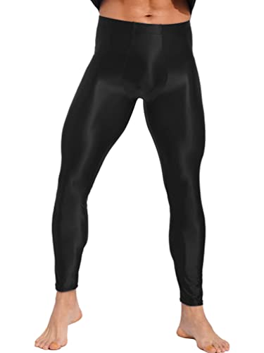 iiniim Herren Strumpfhosen Glossy Glänzende Nylon Hose Leggings Tight Pants Lange Unterhose Pantyhose Strümpfe Socken M-XXL D Schwarz XL von iiniim