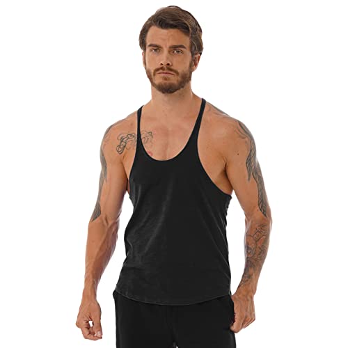 iiniim Herren Tank Top Ärmellos T-Shirts Gym Fitness Shirts Sport Weste Camisole Unterhemd Sommer Muskelshirt Schwarz M von iiniim