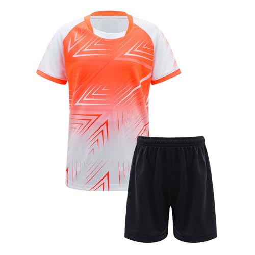 iiniim Kinder Jungen Sport Set 2tlg. Schnelltrockend T-Shirt + Shorts Sportanzug Trainingsanzug für Jogging Fussball Basketball Kleidung A Weiß A 110-116 von iiniim