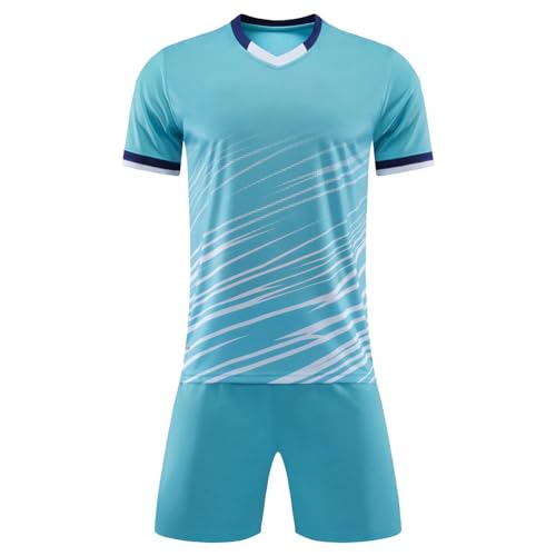 iiniim Kinder Jungen Sport Set 2tlg. Schnelltrockend T-Shirt + Shorts Sportanzug Trainingsanzug für Jogging Fussball Basketball Kleidung J Türkis 104-110 von iiniim