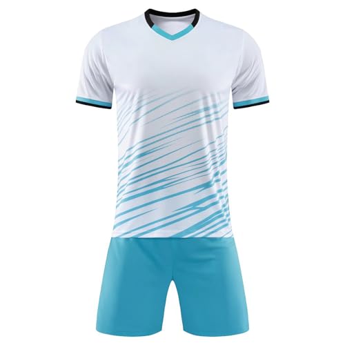 iiniim Kinder Jungen Sport Set 2tlg. Schnelltrockend T-Shirt + Shorts Sportanzug Trainingsanzug für Jogging Fussball Basketball Kleidung J Weiß 104-110 von iiniim