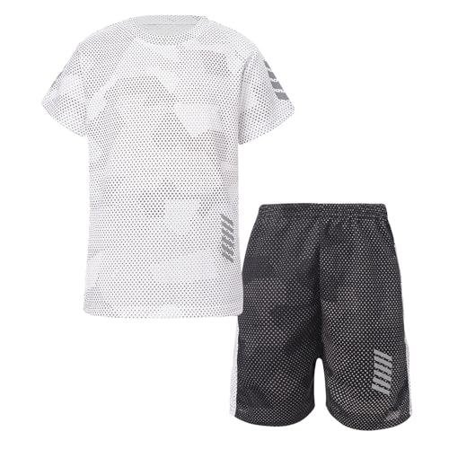 iiniim Kinder Jungen Sport Set 2tlg. Schnelltrockend T-Shirt + Shorts Sportanzug Trainingsanzug für Jogging Fussball Basketball Kleidung L Weiß 146-152 von iiniim