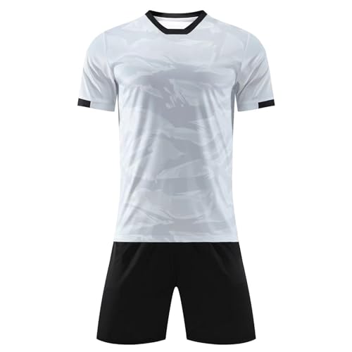 iiniim Kinder Jungen Sport Set 2tlg. Schnelltrockend T-Shirt + Shorts Sportanzug Trainingsanzug für Jogging Fussball Basketball Kleidung M Weiß A 158-164 von iiniim