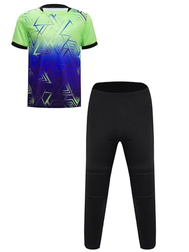 iiniim Kinder Jungen Sport Set Schnelltrockend T-Shirt + Hose Sportanzug Trainingsanzug Jogging Torwart Trikots Fußball Basketball Kleidung Leuchtendes Grün 146-152 von iiniim
