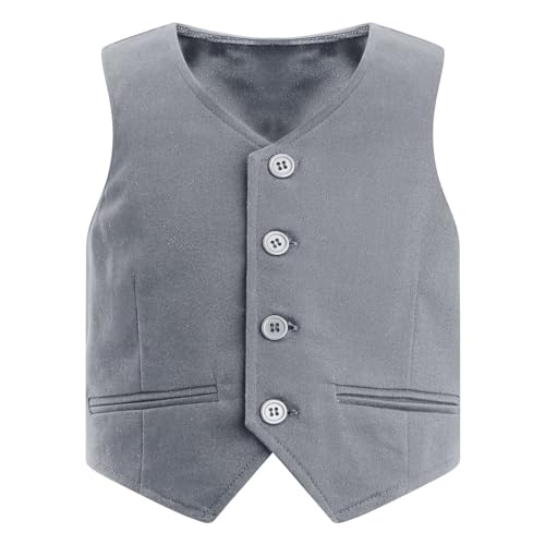 iiniim Kinder Jungen Weste Festliche Anzugweste Jacke Gentleman Weste Hochzeit Party Festzug Gr. 98 104 110 116 122 128 134 140 152 164 170 176 Ba Grau 158-164 von iiniim