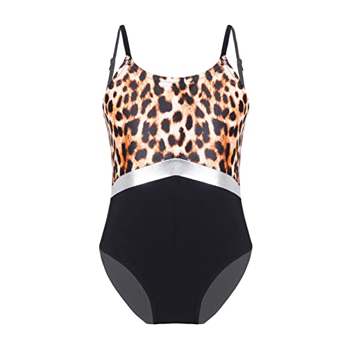 iiniim Kinder Mädchen Badeanzug Leopard Druck Bikini Bademode Spaghetti-Träger Kinder Sommer Schwimmanzug Badebekleidung B Braun Leopard 134-140 von iiniim