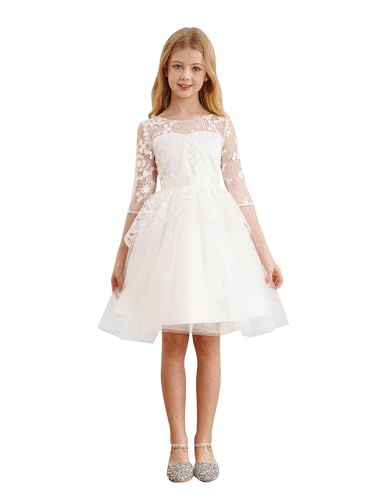 iiniim Kinder Mädchen Kleider Prinzessin Kleid Hochzeit Blumenmädchen Kleid Kommunionkleid Taufe Festlich Partykleid Abendkleid Festzug G Elfenbein 140 von iiniim