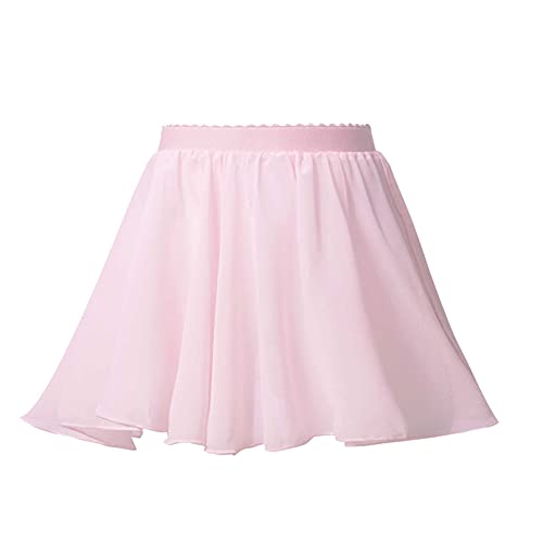 iiniim Kinder Mädchen Rock Chiffon Ballettrock mit Gummibund Minirock Ballettröckchen Tanzrock Sport Übung Wickelrock Gr.104-152 A Rosa 122-128 von iiniim