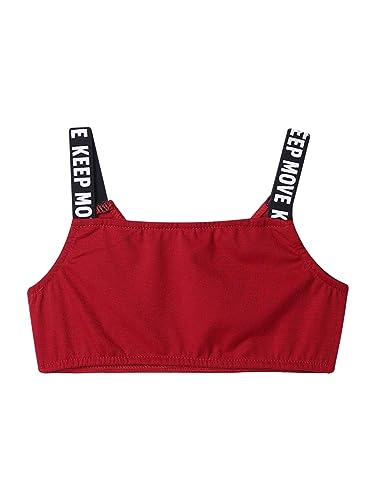 iiniim Kinder Mädchen Sport BH Gepolstert Elastizität Bustier Yoga BH ohne Bügel Atmungsaktiv Sports Bra Top C Rot A 152 von iiniim