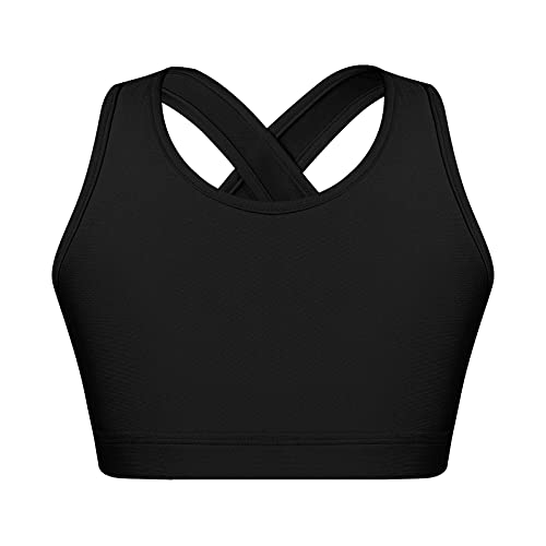 iiniim Kinder Mädchen Sport BH Gepolstert Elastizität Bustier Yoga BH ohne Bügel Atmungsaktiv Sports Bra Top Zd Schwarz Z 164 von iiniim