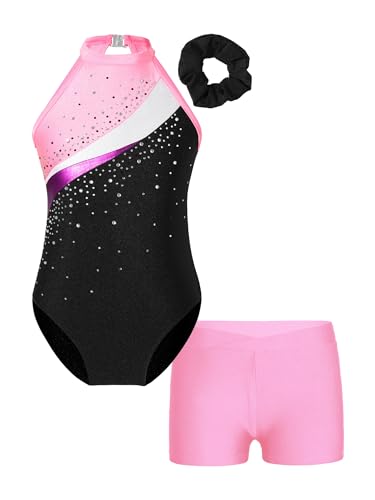 iiniim Kinder Mädchen Turnanzug Gymnastikanzug Ärmellos Ballettanzug Tanzbody mit Strass Ballett Trikot Gymnastik Leotard Gr.104-176 B Rosa A 128 von iiniim