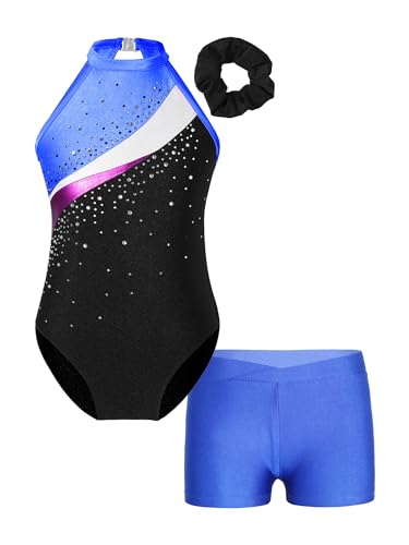 iiniim Kinder Mädchen Turnanzug Gymnastikanzug Ärmellos Ballettanzug Tanzbody mit Strass Ballett Trikot Gymnastik Leotard Gr.104-176 B Royal Blau A 152 von iiniim