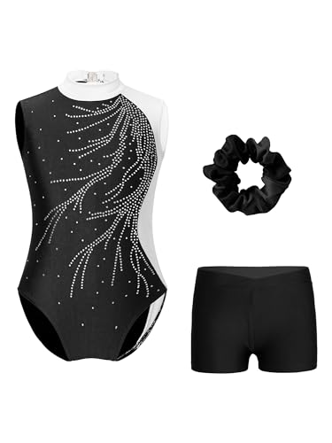 iiniim Kinder Mädchen Turnanzug Gymnastikanzug Ärmellos Ballettanzug Tanzbody mit Strass Ballett Trikot Gymnastik Leotard Gr.104-176 C Weiß A 152 von iiniim