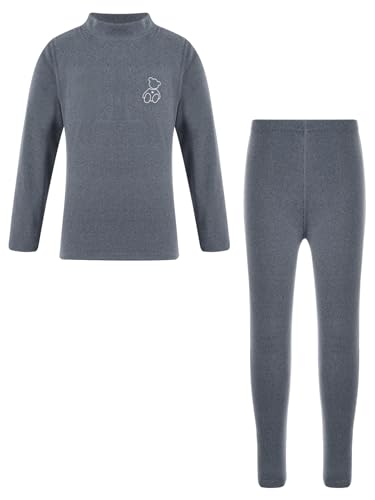 iiniim Kinder Thermounterwäsche Set Jungen Mädchen Streifen Langarmshirt Oberteil Thermo Leggings Funktionsunterwäsche Warme Fussball Skiunterwäsche Gr.86-176 D Dunkelgrau 98-104 von iiniim