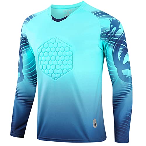 iiniim Kinder Torwart Trikots Jungen Fußball Trikot Gepolstert Torwart Shirt Langarm Sport Shirt Basketball Fußballtraining Tops B Himmel Blau A 158-164 von iiniim