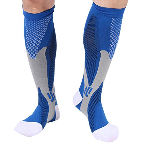 iiniim Kompressionsstrümpfe für Damen&Herren Kompressionssocken Laufsocken Thrombosestrümpfe Ideal für Sport, Laufen, Radfahren, Flug, Krankenschwestern Blau B S/M von iiniim