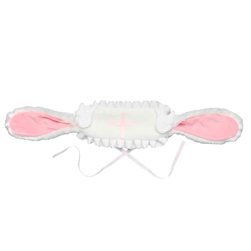 iiniim Lolita Kopfschmuck Kaninchenohren Haarband mit Clips gekräuseltes Haarband für Frau Mädchen Weiß 1 One Size von iiniim