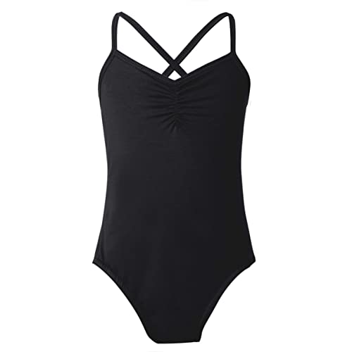 iiniim Mädchen Ballettanzug Spaghetti-Träger Gymnastikanzug Turnanzug Ballett Trikot Leotards Tanzbody Trainingsanzug Gr.98-164 A Schwarz 128-140 von iiniim