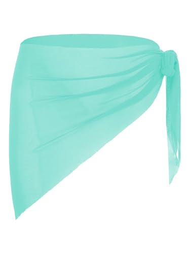 iiniim Mädchen Bikini Cover up Baderock Blumendruck Badeanzug Hawaii Bademode Sarong Pareo Wickelrock Kurz Rock Sommer Strandrock B Minzgrün 146-152 von iiniim