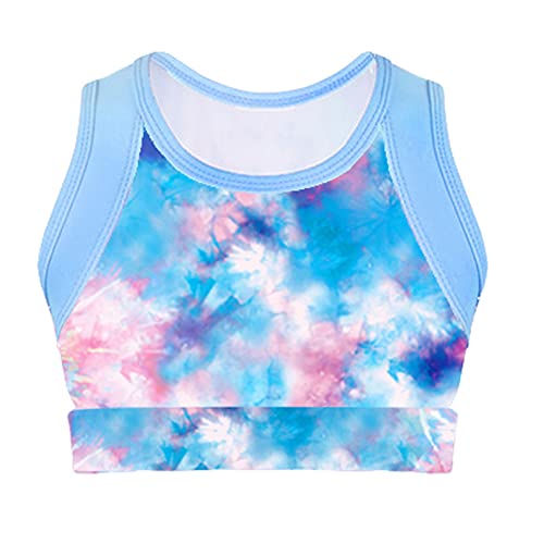 iiniim Mädchen Crop Top Ärmellos Shirt Bauchfrei Oberteile Unterhemd Yoga Sport Jogginganzug Gymnastik Bralette Unterwäsche Gr.122-164 B Himmel Blau B 146-152 von iiniim