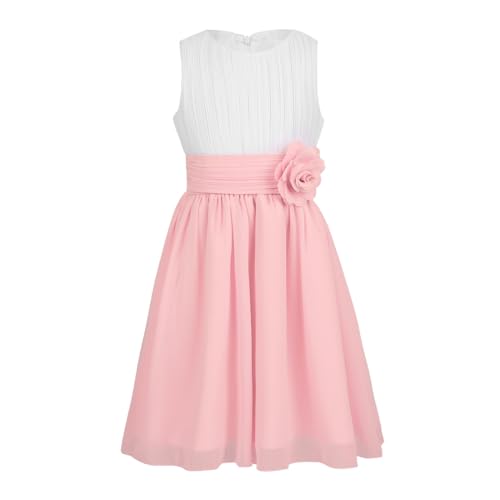 iiniim Mädchen Kleid Festliche Prinzessin Kleider Hochzeitskleid Blumenmädchenkleider Kommunionkleid Weißes Taufkleid Partykleid Festzug Weiß&Rosa 128 von iiniim