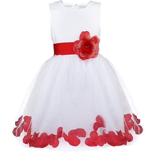 iiniim Mädchen Kleid Prinzessin-Kleid Ärmellos Blumenmädchenkleider Tütükleid Mehrfarbe Rot 110 von iiniim