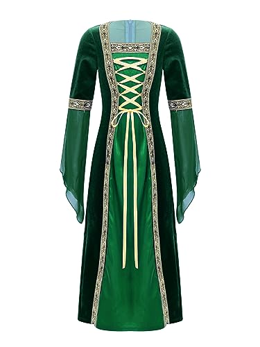iiniim Mädchen Mittelalter Kleid Viktorianischen Renaissance Kleid Vintage Prinzessin Kleid Halloween Weihnachten Karneval Festlich Partykleid Grün 146-152 von iiniim