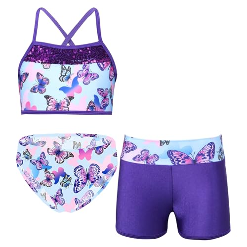 iiniim Mädchen Tankini Bikini Set Einhörner Badeanzug Hawaii Bikini Bademode Sommer Schwimmanzug Badebekleidung Gr.110-176 Schmetterling 122-128 von iiniim