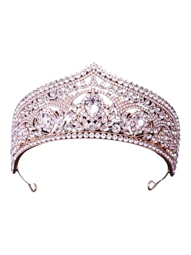 iiniim Sparkly Kronen und Tiaras für Frauen Mädchen Strass Königin Krone Quinceanera Haarschmuck Goldweiß One Size von iiniim