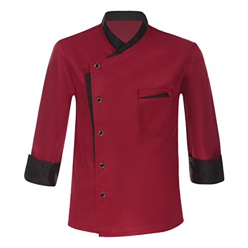 iiniim Unisex Kochjacke Herren Damen Langarm Chef Jacke Uniform Bäckerjacke Jacket Mantel Berufsbekleidung Arbeitsjacke M-4XL Aa Weinrot L von iiniim