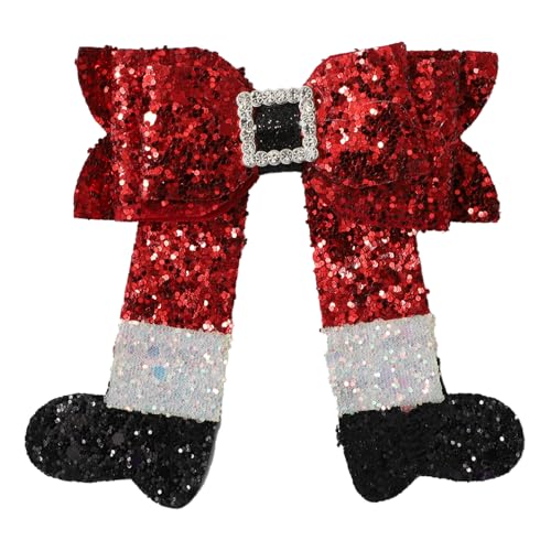 iiniim Weihnachts Haarspangen mit Pailletten Schleife Glitzernde Haarschmuck Haarklammern Weihnachts Haarclips für Mädchen Damen Rot A Einheitsgröße von iiniim