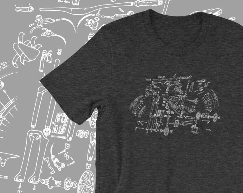 Mountainbike Blueprint Shirt | Dunkle Version von ikarigear