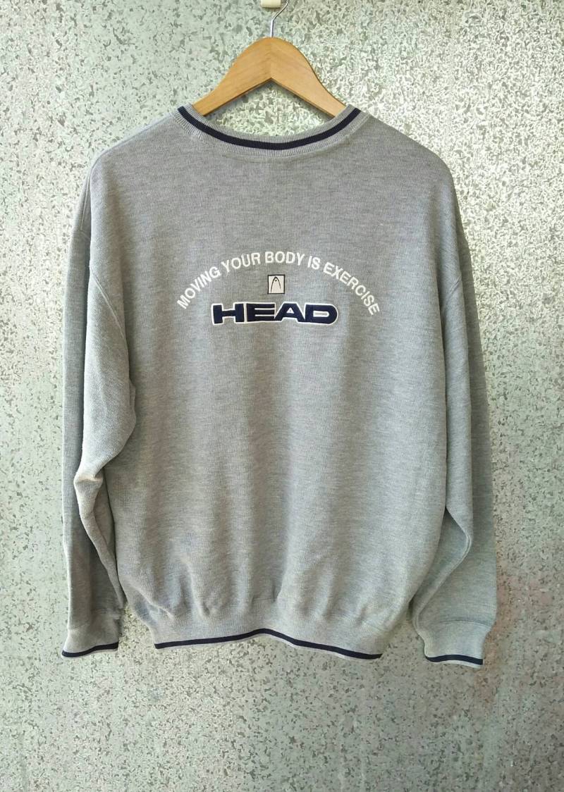 Jahrgang Kopf Rundhals Sweatshirt Pullover Lässig Designer Marke Grau Big Logo Jahrgang Kopf Rundhals Sweatshirt Pullover Lässig Designer Marke Grau Big Logo von ikcollections
