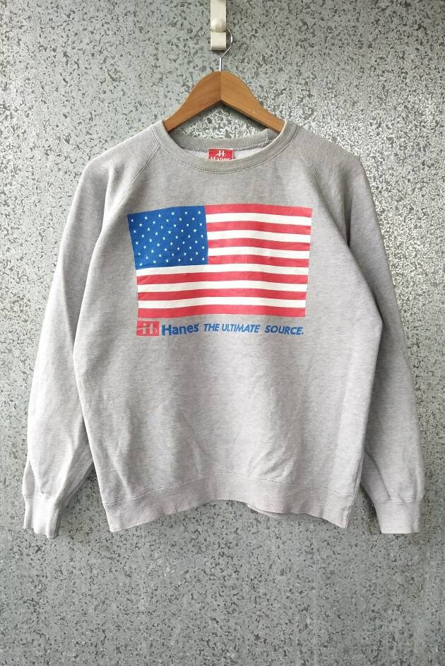 Vintage Hanes Usa Große Fahne-Sweatshirt von ikcollections