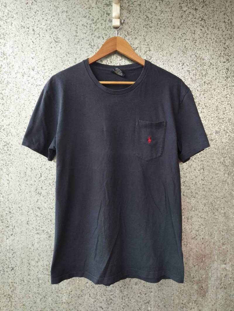 Vintage Polo Ralph Lauren T Shirt Einzeltasche Kleines Logostickerei von ikcollections